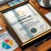 Сертификат ISO 9001:2015 на фоне деловой документации